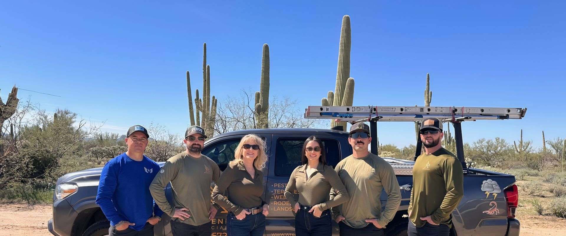 Wren Pest Specialists crew ready for pest control service in Rio Rico Arizona